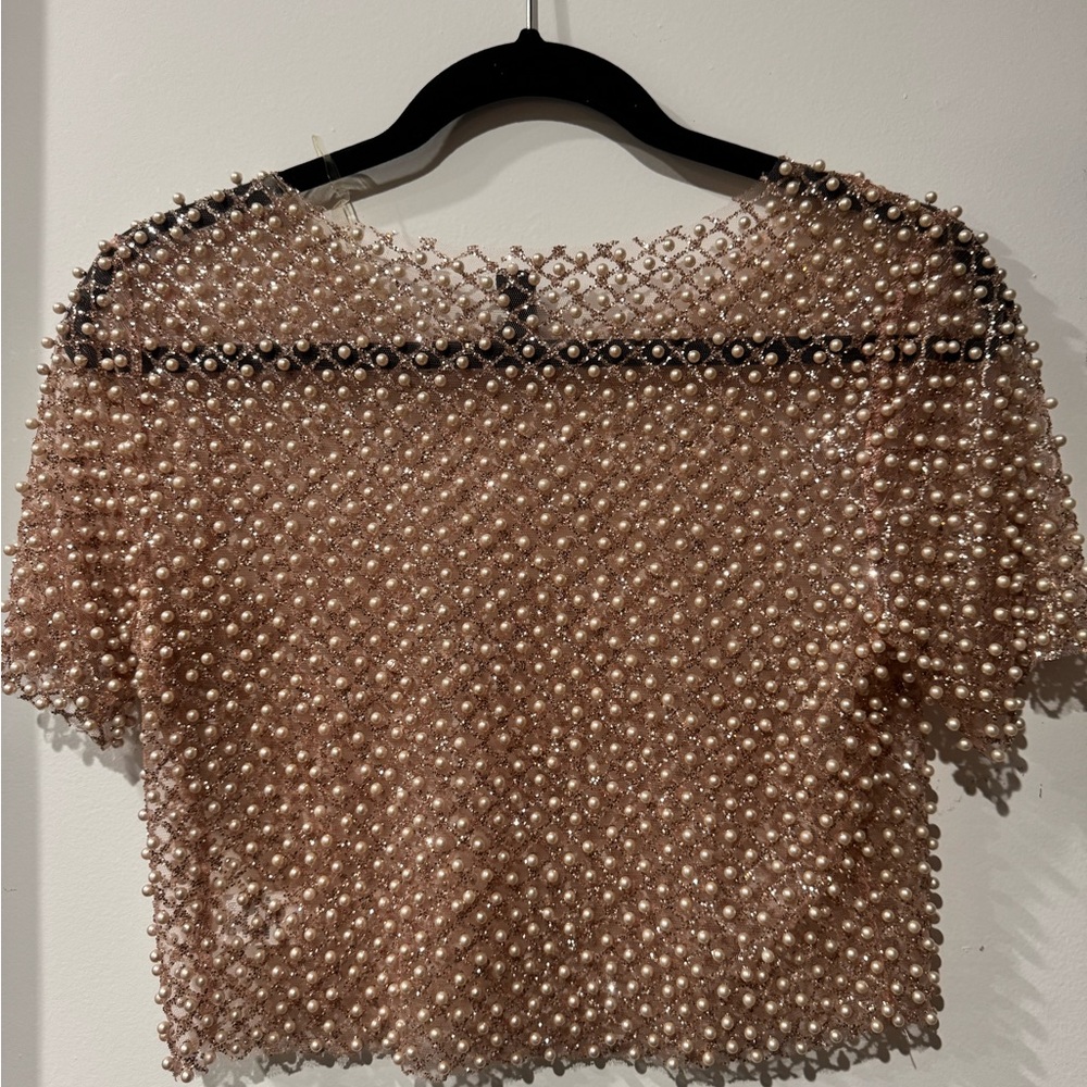 Pink Elegant Pearl Embellished Women's Top NEVER WORN